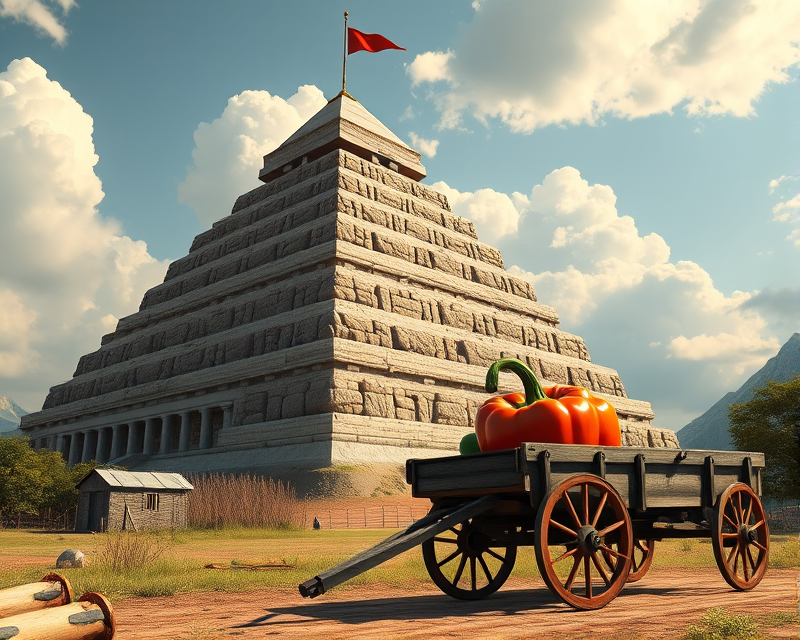 pyramid, bell pepper, wagon